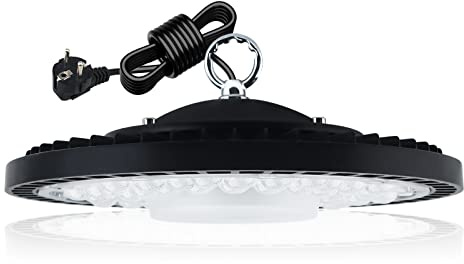 150W Projecteur LED Exterieur, 6500K Blanc Froid UFO Spot High Bay Lumière D'entrepôt, IP65 Étanche Eclairage Atelier Led Industriel pour Garage,Usine,Atelier,Parkings,Gymnas