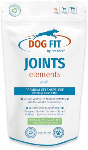DOG FIT by PreThis® Joints Elements für Hunde I Mit Glucosamin, Chondroitin, MSM & Kollagen I Ohne künstliche Zusätze I (small bis 10 kg)