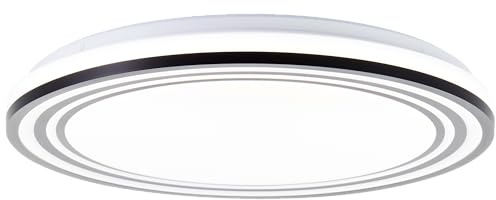 Lightbox schwarz-weiße LED Wand- und Deckenlampe - Ø 49 cm - funktionale Deckenleuchte mit CCT (3000-6500 K) & Nachtlicht & dimmbar über Fernbedienung - 5500 lm - aus Metall/Kunststoff