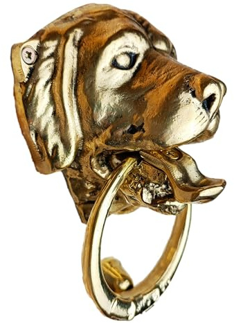 Anatolica Dog Door Knocker, Solid Brass, 6.7 inches, Labrador Retriever Head, Front Door Ornament, Unlacquered Finish (Antique Brass)