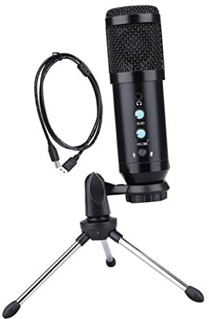 Uonlytech 1ensemble Microphone à Condensateur USB avec Trépied Kit Micro pour Streaming Karaoke Enregistrement Vocal Et Gaming Anti-interférence Et Silencieux pour Réunions Et Live