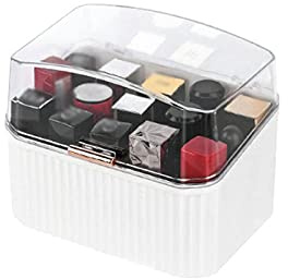 Makeup Organiser Storage Lipstick Storage Box Desktop Light Luxury Cosmetic Box With Lid Multi Cell Finishing Lip Glaze Lipstick Holder Skincare Display Case (Size : White)