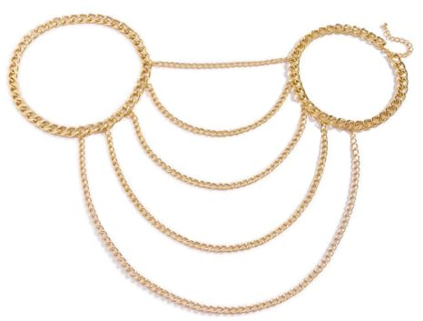 Cubahop Metall Quaste Schulter Kette Körper Kette BH Sexy Bikini Körper Schmuck Halskette Ketten für Frauen und Mädchen (B-Gold)