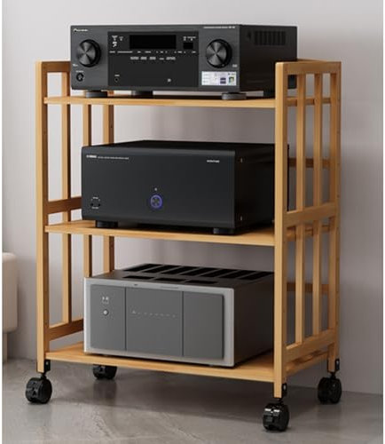Audio Rack HiFi Regal DVD-Spieler Stand Regal 50 55 60 70 80 cm, Audio Rack Tower/Holz TV Stereo Audio Schrank - Für Wohnzimmer Büro, Bewegliches Plattenspieler-Regal(Color:3 Tier 88cm(H),Size:70cm(L
