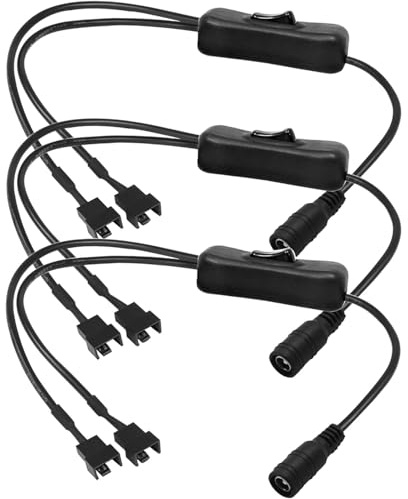 RUNCCI-YUN 3pcs DC 12V 9V 5V zu 4-pin/3-pin Lüfterkabel 5.5 x 2.1mm Fan Power Adapter Kabel 1-zu-2-Wege-Splitter PC Lüfterschalter (30cm)