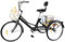 ARBGO 24 Zoll Dreirad für Erwachsene, 3-Rad-Cruiser-Fahrrad mit Rückenlehne, Dreirad for Erwachsene, 7 Gang Fahrrad 3 Räder, Dreiräder Ausgestattet mit Korb, Schwarz ﻿