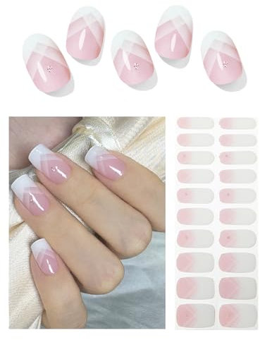 Wahrshei Vernis Autocollant UV | French Ombre Autocollant Ongle Gel UV | 20pcs Film pour Ongles Autoadhésif | Gel Nail Stickers, Autocollants et Pochoirs Pour Nail Art