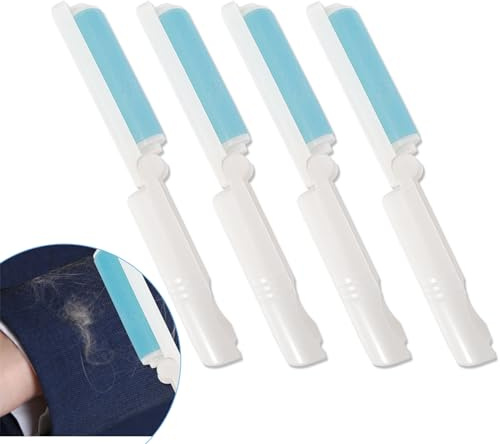 4 Pack Folding Reusable Lint Roller Travel Size, Washable Lint Remover for Clothes Pet Hair, Portable Stick it Roller, Small Gel Sticky Lint Roller Cleaner for Cleaning Carpet Sofa (blue)