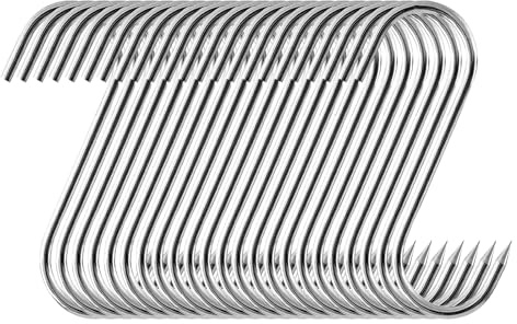 JJZGPP 24 Crochet de Boucher en Acier Inoxydable, Antirouille, Suspendre Poisson, Viande de Bœuf, Porc