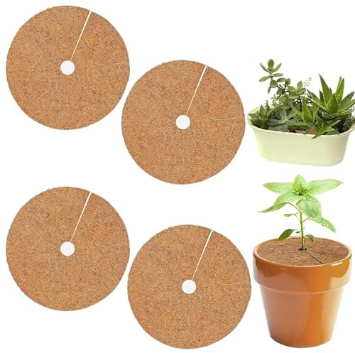Cfcyhla Kokosmatte Winterschutz, 4 Stück 30Cm Kokosmatte Pflanzenschutz, Kokosmatten Für Topfpflanzen und Winterschutz, Pflanzenschutzmatte, Unkrautschutzmatte, Kokosdisk