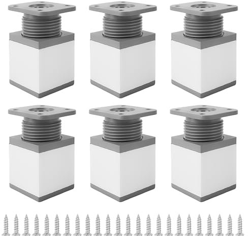 6 Pezzi Piedini Regolabili per Mobili, Piedini per Mobili 40 × 40 × 50 mm (Espandibili 15 mm), Piedini per Mobili Regolabili Quadrati in Lega di Alluminio, Piedi per Mobili per Mobili Fai-da-te (6)