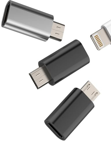 Adaptateur Lightning Femelle vers Micro USB Mâle (Lot de 3) câble pour iPhone connecteur de Charge Android Accessoires Lightning vers Micro USB convertisseur Port Android Compatible avec Samsung