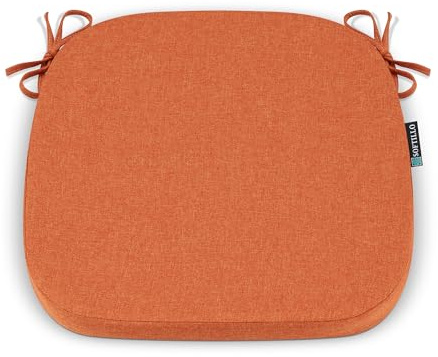 SOFTILLO Comfortable Chair Cushion With Ties - 42x40x5cm - Indoors/Outdoors Seat Pads Cushion Pad - For Dining, Living Room, Garden, Patio, Office Chairs – Thick Portugal Fabric – (Orange, Pack of 1)