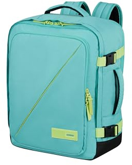 American Tourister Take2Cabin - Borsa da cabina Wizz Air/Vueling 30 x 20 x 40 cm, 26,5 L, 0,60 kg, Carry On, zaino aereo MS, turchese/verde (turchese polveroso/lime)