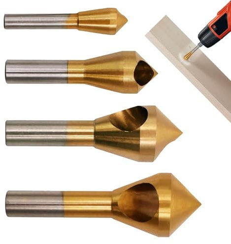 Zuasdvnk Chamfer Deburring Tool,4X Deburring External Chamfer Tools - 90-Degree High Speed Steel Hole Deburring Tool for Metal, Stainless Steel, Copper, Wood, Fiberboard