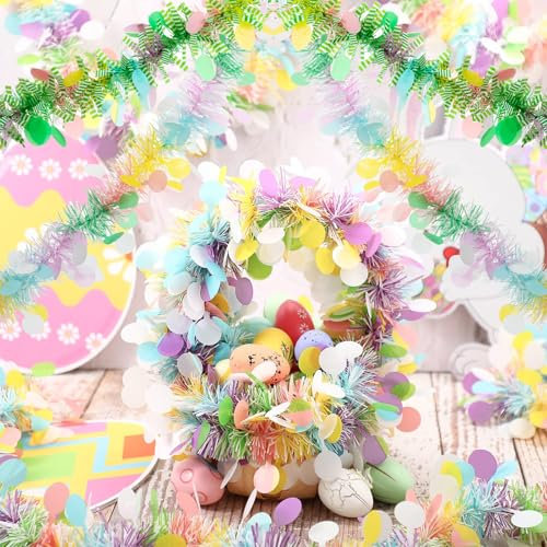 Bekeify 6 Pezzi Ghirlande Pasquale Totale 12 Metri Ghirlanda Decorativa Pasquali Artificiale Ghirlanda con Coriandoli Uova di Pasqua Decorazione Primaverile per Festa Cena Camino Pareti Scale Finestre