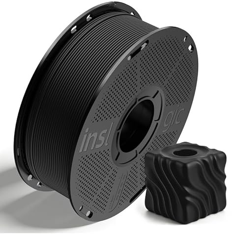 Inslogic Matte PLA Filament 1.75mm 3D Printer Filament, 3D Printer PLA Filament with 1kg Spool, Dimensional Accuracy +/- 0.02mm, Compatible with Bambulab Refill, Black