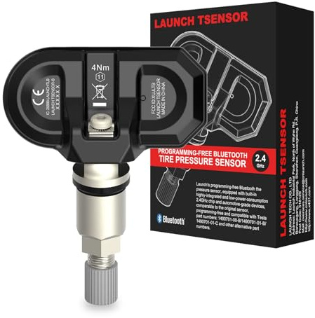 LAUNCH TSENSOR-B Bluetooth Tire Pressure Sensor Fit for Tesla 2020-2025 Model 3/Y/S/X, BLE 2.4GHz TPMS Programming-Free TPMS Wireless Replacement OE-Sensor