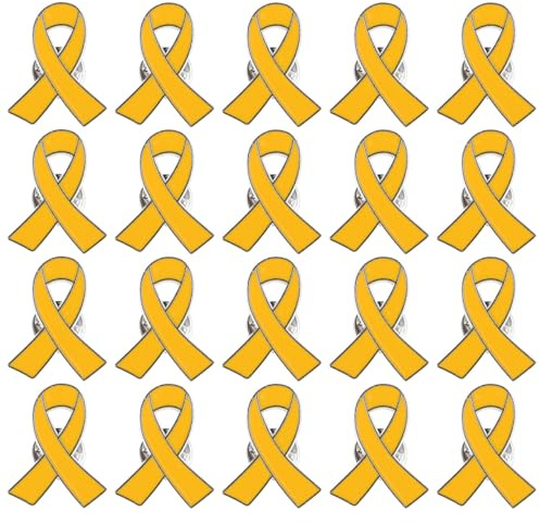 WRITWAA Gelbe Schleife Emaille Pin 20Er Set Öltropfendes Band Anstecknadel Für Bewusstseinskampagne Wohltätigkeitsorganisation Unterstützung Reversbrosche 0.98X0.91X0.59In