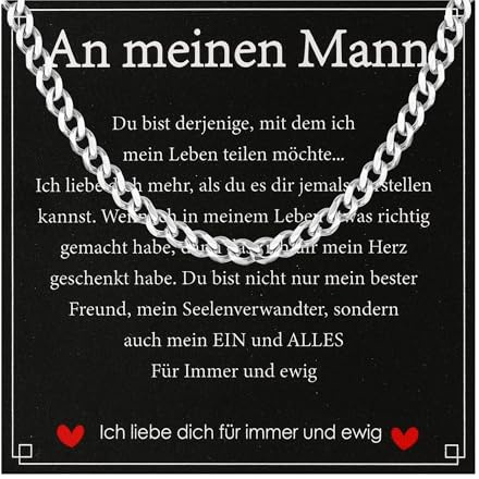 Aretas Halskette Herren Edelstahl Panzerkette 6mm Silberkette Schmuck Geschenke für Männer/Papa/Sohn Vatertagsgeschenk vatertag geburtstagsgeschenk geburtstag Cuban Chain Necklace für Jungen Men Boys