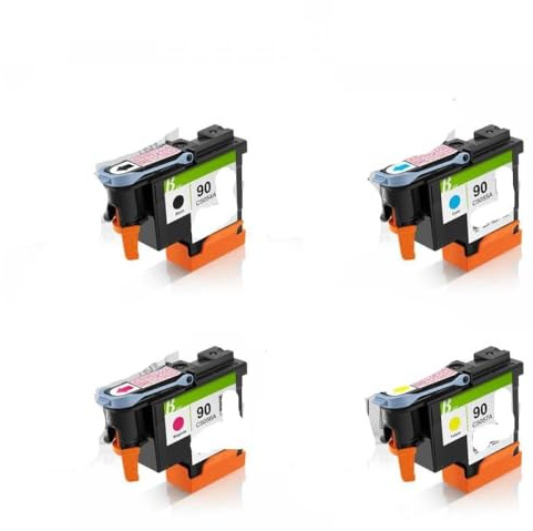 REwNXA Kompatibler PrinThead C5054A C5055A C5056A C5057A Kompatibel mit 90 Kompatibel mit DesignJet 4000 4000Ps 4020 4500 4520 Drucker in schwarzem Cyan Magenta Gelb(1Set - 4 Pieces)