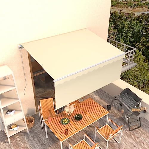 Festnight Manuelle Gelenkarmmarkise 3,5x2,5 m Markise 250 Breit Kassettenmarkise Wasserdicht Gelenkmarkise mit Volant Terrassenmarkise Sonnenmarkise Terrasse Balkon Sonnenschutz