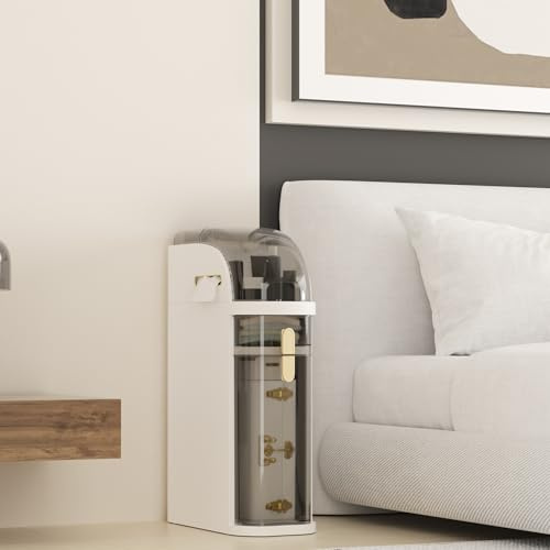 Furnestorica Badezimmerschrank mit 2 Schubladen, Wasserdichter Küchenschrank mit schmalen Rädern, Kleiner Schrank für Toilettenpapier, platzsparender Kunststoffschrank, Slim Beistellschrank