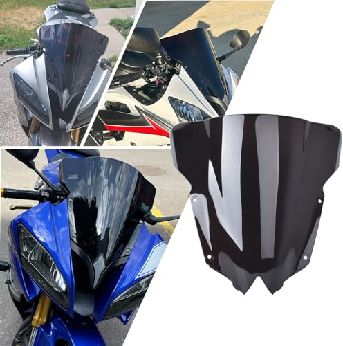Midimttop Motorcycle YZF-R6 Double Bubble Windscreen Windshield Front Fairing Screen Viser Visor Wind Deflector fit for YA&MA&HA YZFR6 YZF R6 Accessories 2008-2016