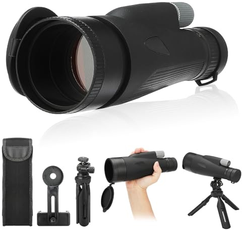 Spektiv 12-30x60 Zoom Inkl Handyhalterung Fernrohr Monokular, Monokular Teleskop mit Nachtsicht monokular Prisma Fernrohr Wasserdicht Spotting Scope with Tripod für Vogelbeobachtungen (Schwarz)