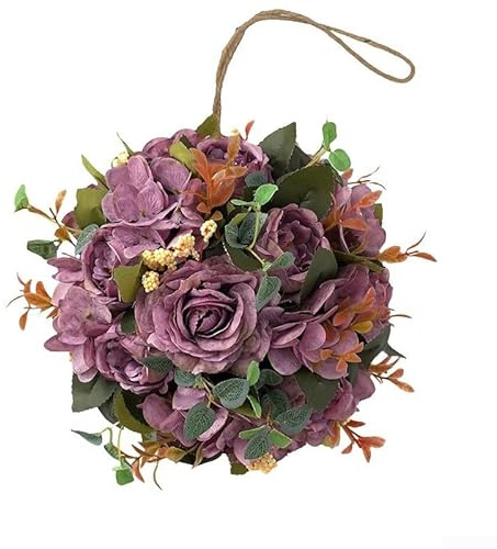 Zoegneer Sfera di peonia artificiale con ortensia, diametro 20 cm, da appendere in soggiorno, camera da letto o spazi per eventi, per matrimoni e decorazioni per la casa (viola)