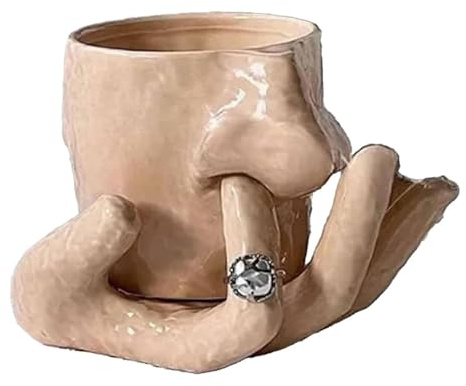 Taza de cerámica para recoger la nariz, divertida taza de café con soporte para plato y anillo, taza de cerámica creativa hecha a mano para el escritorio de la oficina en casa, regalo único para