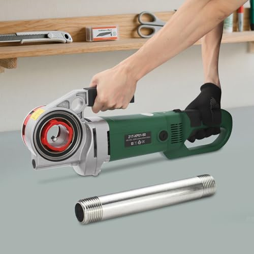Rohrschneider Gewindeschneidmaschin 2300 W 26rpm Gewindeschneidkluppe mit 6 Schneidbacken 2'', 1-1/2'', 1-1/4'', 1'', 3/4'', 1/2'', für verzinkte Rohre, Feuerlöschrohre, Kunststoffrohre