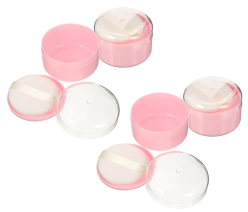 LIFKOME 4pcs Powder Container with Puff for Body Powder, Easy to Apply and Operate with One Hand, Made of Synthetic Sponge and Plastic, for Travel and Humid Hot Summer