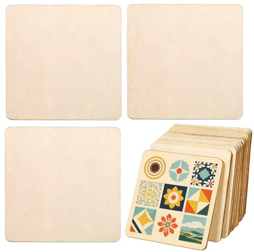 20Pcs Holzplatte 12.5cm, BetterJonny Sperrholzplatte Holz 2.5mm Quadratische Lindenholzplatten Linde Sperrholz Zuschnitt Nach Bastelhölzer Holz für DIY Holzarbeiten Brandmalerei Kunst und Handwerk