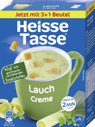 Heiße Tasse Lauch Creme Vorteilspack Suppe, 16er Set | 64 Suppenportionen, cremiger Lauchgeschmack, schnelle Zubereitung, ideal für Zuhause oder Büro