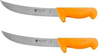 Wolfcut Gold Serie - Metzgermesser-Set 2-tlg. - Zerlegemesser 21 cm Klinge, rutschfestem Griff, Premium Profi Qualität für Metzger, Fleischer und Hausschlachter