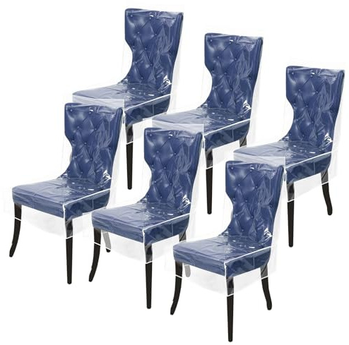 HZUIZXYO 6Pcs Waterproof Clear Chair Cover,Plastic Protector Dining Chair Covers Transparent PVC Stool Seat Protector for Home Dining Room Coffee Shop