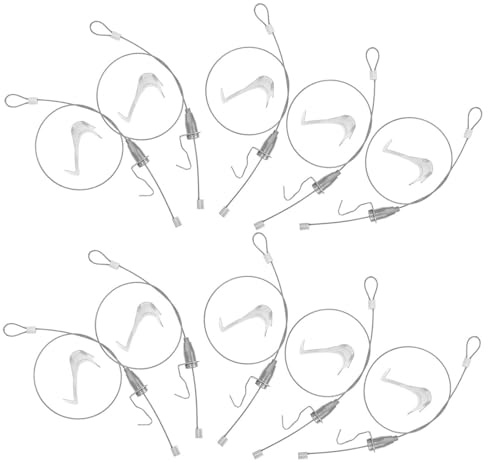 DIYEAH 12 Juegos Kit de Colgado de Cuadros con Ganchos Ajustables y Alambre Transparente Sistema Invisible para Exhibiciones de Arte Paredes con Cable y Gancho Regulable para Montaje