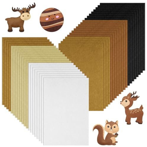 Ainiv 40 st färgade filttyg, 30 x 20 cm tyger gör-det-själv hantverk sömnad lapptäcke, mjuka tjocka filtar, tyglakan, filthantverk 5 färger polyesterark för konst och gör-det-själv-hantverk-brun serie