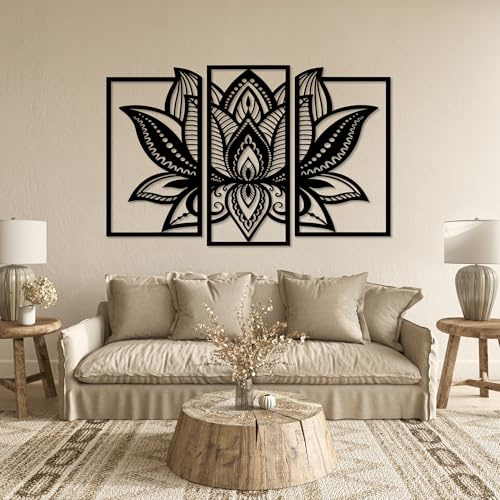 Eyoka Wanddekoration Lotusblume, Holzbild, Wanddekoration aus Holz, Lotusblume Wandbild, Mandala Wanddekoration, 3D-Wanddekoration, Bild für Wohn- und Schlafzimmer, moderne Wanddekoration