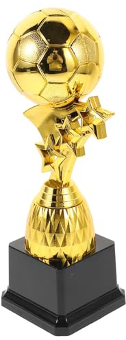 POPETPOP Coupe de Football en Plastique Or pour Équipes, Design Créatif de Ballon Doré, Décoration Élégante pour Bureau et Domicile, Récompense du Vainqueur