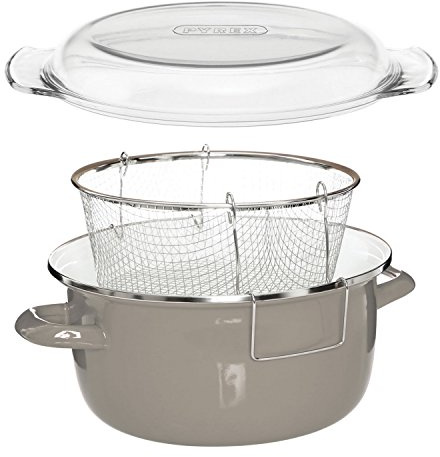 Premier Housewares Deep Fryer with Pyrex Lid, 5 Litre, Grey