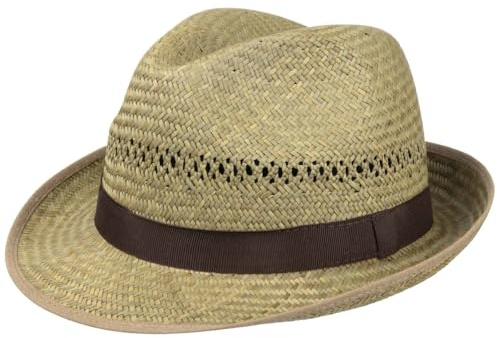 Lipodo Classic Trilby Strohhut Ripsband Uni einfarbig Made in Italy Damen und Herren Frühling Sommer