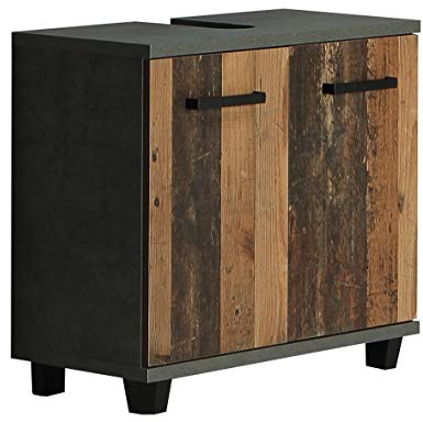 FORTE Veris Unterschrank mit 2 Türen, Holzwerkstoff, Betonoptik/Old Wood Vintage, 62 x 68,6 x 34,8 cm