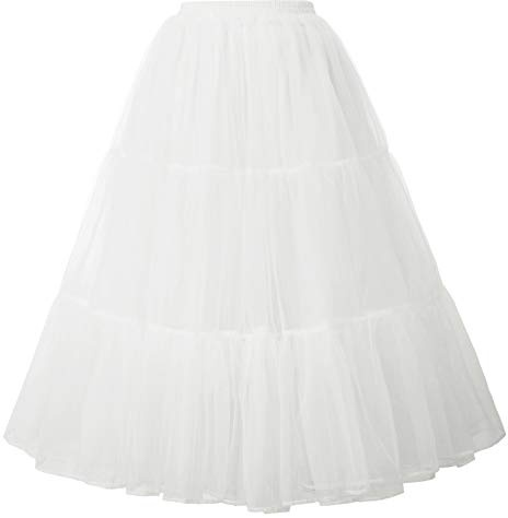 GRACE KARIN Women's 50s Vintage Petticoat 26 Crinoline Rockabilly Tutu Skirt Slip(L, Ivory #512)