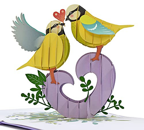 CUTPOPUP Finkenpaar Jahrestagskarte, 3D Karte Liebe, Hochzeitskarte, Valentinskarte, Karte Hochzeitstag, Geburtstagskarte Frau, Geburtstagskarte (Finch Couple) US8-LO112DE