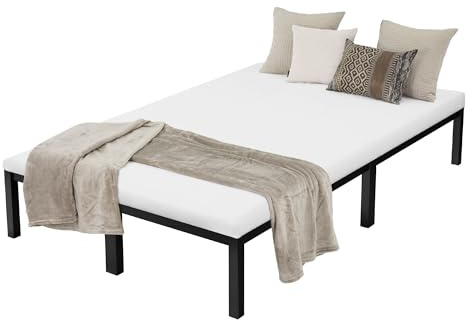 ML-Design Metallbett 120x200 cm auf Stahlrahmen mit Lattenrost, Schwarz, Bettgestell aus Metall, robust, leichte Montage, Bett für Schlafzimmer der Kinder Jugendliche Erwachsene, Jugendbett Gästebett