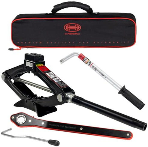 Heyner Germany Scissor Lift Jack Speed Ratchet Wheel Master L Wrench Tyre Change Kit (1 Ton + L Wrench)