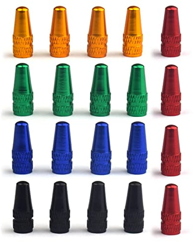 SIOPPKIK Pack of 20 Bicycle Valve Caps, Multicoloured Anodised Aluminium Alloy Wheel Valve Caps, French Style Tyre Caps, Dust Covers, Valve Stem Caps for MTB Road Bike