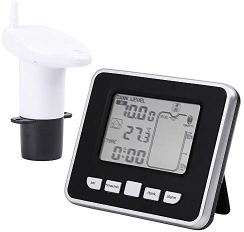 Ultraschall-Flüssigkeitsstandsmesser, Wassertank 0-15M Tiefenmesser Drahtloser Flüssigkeitsstandsensor Transmitter + Empfänger, Fernmonitor Für Wassertank Mit Alarm